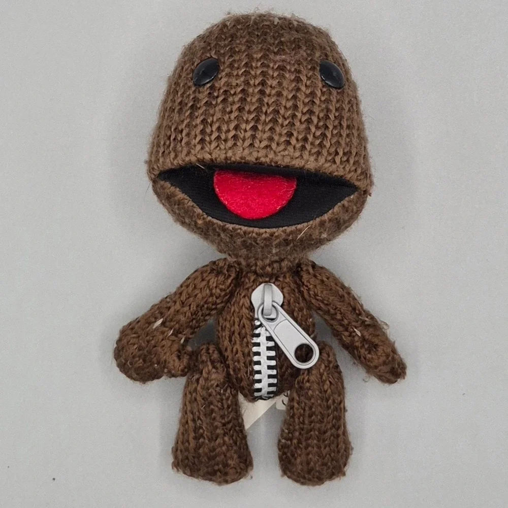 Senario LittleBigPlanet Sackboy Brown Knit Plush Zipper Button Eyes 2010 6